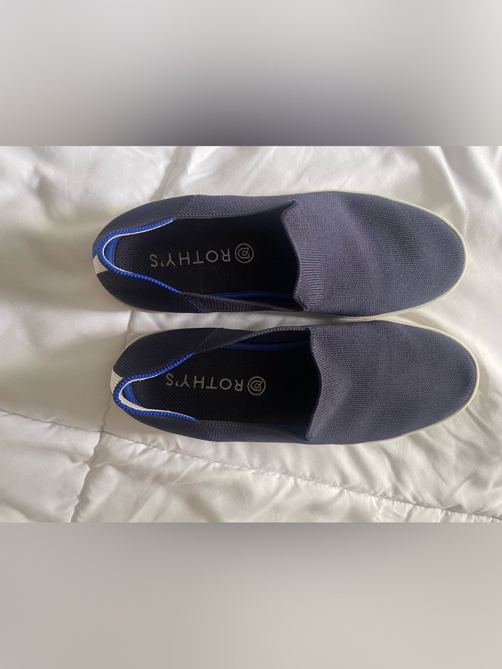 Rothys Navy Blue Slip On Sneakers sz 9.5 Machine Washable Flats Sustainable - Picture 2 of 7